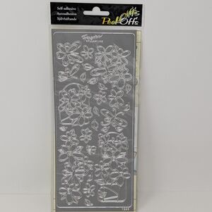 Self-Adhesive Flowers Embossed Stickers Peel-Off Floral Silver Acid Free